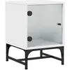 Image de vidaXL Table de chevet avec porte en verre blanc 35x37x50 cm