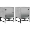 Image de vidaXL Tables de chevet et portes vitrÃ©es 2 pcs gris bÃ©ton 35x37x50 cm