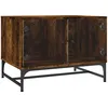 Image de Vidaxl Table Basse Avec Portes En Verre ChÃªne FumÃ© 68,5x50x50 Cm