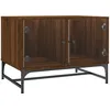 Image de vidaXL Table basse avec portes en verre chÃªne marron 68,5x50x50 cm