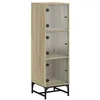 Image de Vidaxl Buffet Avec Portes En Verre ChÃªne Sonoma 35x37x120 Cm