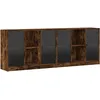 Image de Vidaxl BibliothÃ¨que Avec Portes ChÃªne FumÃ© 204x37x75 Cm