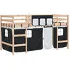 Image de vidaXL Lit mezzanine enfants et rideaux blanc/noir 80x200cm pin massif