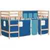 Image de vidaXL Lit mezzanine enfants et rideaux bleu 80x200cm bois pin massif