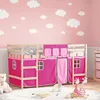 Image de vidaXL Lit mezzanine enfants avec rideaux sans matelas rose 80x200cm