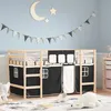 Image de vidaXL Lit mezzanine enfants et rideaux blanc/noir 90x190cm pin massif