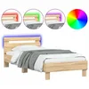 Image de vidaXL Cadre de lit tÃªte de lit et lumiÃ¨res LED chÃªne sonoma 90x200 cm