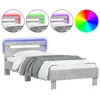 Image de vidaXL Cadre de lit tÃªte de lit et lumiÃ¨res LED gris bÃ©ton 90x190 cm