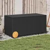 Image de Vidaxl BoÃ®te De Rangement De Jardin Et Roues Noir 190l RÃ©sine TressÃ©e