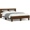 Image de vidaXL Cadre de lit avec LED sans matelas chÃªne marron 135x190 cm