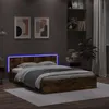 Image de vidaXL Cadre de lit avec tÃªte de lit et LED chÃªne fumÃ© 160x200 cm