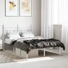 Image de vidaXL Cadre de lit mÃ©tal avec tÃªte de lit blanc 120x200 cm