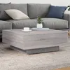 Image de vidaXL Table basse avec lumiÃ¨res LED sonoma gris 80x80x31 cm
