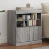 Image de vidaXL Buffet avec lumiÃ¨res LED sonoma gris 60x37x67 cm