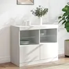 Image de vidaXL Buffet avec lumiÃ¨res LED blanc 81x37x67 cm