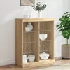 Image de Vidaxl Buffet Avec LumiÃ¨res Led ChÃªne Sonoma 81x37x100 Cm