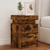 Image de Vidaxl Table De Chevet Avec LumiÃ¨res Led ChÃªne FumÃ© 35x39x55 Cm