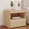 Image de Vidaxl Table De Chevet Avec LumiÃ¨res Led ChÃªne Sonoma 50x40x45 Cm