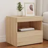 Image de Vidaxl Tables De Chevet Et LumiÃ¨res Led 2 Pcs ChÃªne Sonoma 50x40x45 Cm