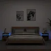 Image de Vidaxl Armoires De Chevet Avec LumiÃ¨res Led 2 Pcs ChÃªne FumÃ©