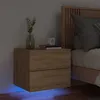Image de Vidaxl Table De Chevet Murale Avec LumiÃ¨res Led ChÃªne Sonoma