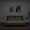 Image de vidaXL Tables de chevet murales avec lumiÃ¨res LED 2 pcs blanc