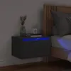 Image de vidaXL Table de chevet murale avec lumiÃ¨res LED noir