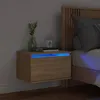 Image de Vidaxl Table De Chevet Murale Avec LumiÃ¨res Led ChÃªne Sonoma
