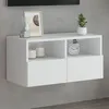 Image de vidaXL Meuble TV mural blanc 60x30x30 cm bois d'ingÃ©nierie