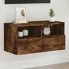 Image de vidaXL Meuble TV mural chÃªne fumÃ© 60x30x30 cm bois d'ingÃ©nierie