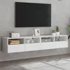 Image de vidaXL Meubles TV muraux 2 pcs blanc 80x30x30 cm bois d'ingÃ©nierie