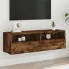 Image de vidaXL Meuble TV mural chÃªne fumÃ© 100x30x30 cm bois d'ingÃ©nierie