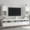 Image de vidaXL Meubles TV avec lumiÃ¨res LED 2 pcs blanc 30,5x30x60 cm