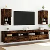 Image de Vidaxl Meubles Tv Avec LumiÃ¨res Led 2 Pcs ChÃªne FumÃ© 30,5x30x60 Cm