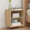 Image de Vidaxl Table De Chevet Murale Avec LumiÃ¨res Led ChÃªne Sonoma