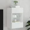 Image de vidaXL Meuble TV mural avec lumiÃ¨res LED blanc 40x30x60,5 cm