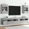 Image de vidaXL Meubles TV muraux et lumiÃ¨res LED 2pcs gris bÃ©ton 40x30x60,5 cm