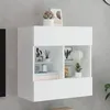 Image de vidaXL Meuble TV mural avec lumiÃ¨res LED blanc 58,5x30x60,5 cm