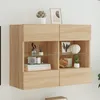 Image de Vidaxl Meuble Tv Mural Avec LumiÃ¨res Led ChÃªne Sonoma 78,5x30x60,5 Cm