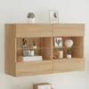 Image de Vidaxl Meuble Tv Mural Avec LumiÃ¨res Led ChÃªne Sonoma 98,5x30x60,5 Cm
