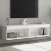 Image de vidaXL Meubles TV avec lumiÃ¨res LED 2 pcs blanc 60x30x30 cm