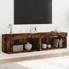 Image de Vidaxl Meubles Tv Avec LumiÃ¨res Led 2 Pcs ChÃªne FumÃ© 60x30x30 Cm