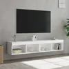 Image de vidaXL Meubles TV avec lumiÃ¨res LED 2 pcs blanc 80x30x30 cm
