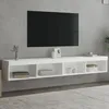 Image de vidaXL Meubles TV avec lumiÃ¨res LED 2 pcs blanc 100x30x30 cm