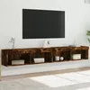 Image de Vidaxl Meubles Tv Avec LumiÃ¨res Led 2 Pcs ChÃªne FumÃ© 100x30x30 Cm