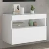 Image de vidaXL Meuble TV mural avec lumiÃ¨res LED blanc 60x30x40 cm
