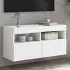 Image de vidaXL Meuble TV mural avec lumiÃ¨res LED blanc 80x30x40 cm