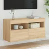 Image de Vidaxl Meuble Tv Mural Avec LumiÃ¨res Led ChÃªne Sonoma 80x30x40 Cm