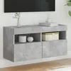 Image de vidaXL Meuble TV mural avec lumiÃ¨res LED gris bÃ©ton 80x30x40 cm