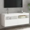 Image de vidaXL Meuble TV mural avec lumiÃ¨res LED blanc 100x30x40 cm